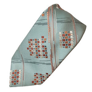 Clay Poole John Bartom 70s Abstract Light Blue Wide Necktie 54" Heavy Weight